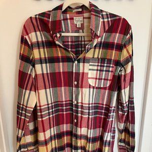 NWOT J. Crew Linen Indian Madras button down - size medium